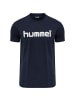 Hummel Logo T-Shirt Sport Kurzarm Rundhals Shirt aus Baumwolle HMLGO in Blau