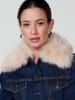 KOROSHI Denim jacket women fur effect lining in blau