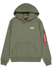 Alpha Industries Hoodie Rückenprint Regular Fit Kängurutasche in Grün-3