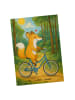 Mr. & Mrs. Panda Postkarte Fuchs Fahrrad fahren Design ohne Spruch in Weiß