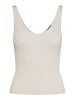 Vero Moda Einfarbig Geripptes Struktur Top mit V-Ausschnitt VMGLORY in Beige
