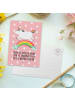 Mr. & Mrs. Panda Ansichtskarte Einhorn Regenbogen mit Spruch in Rot Pastell