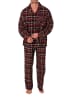 NORMANN Lange Flanell Schlafanzug Pyjama kariert - 88140 in rot