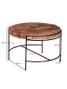 KADIMA DESIGN Couchtisch 62x40x62 cm Sofatisch Akazie Massivholz / Metall,