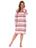 NORMANN Frottee Nachthemd Bündchen Streifendesign - 69897 in rosa