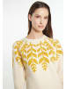 Usha Damen Strick Pullover in Creme Mehrfarbig