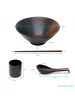 Intirilife Ramen Schüssel Set 2 Personen je 2x Schüssel Stäbchen Löffel Becher in Schwarz