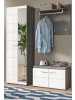 Inn.Furn Garderobe Set 3-teilig weiß Hochglanz, grau 155 cm, Komplettset viel Stauraum