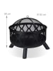 relaxdays Feuerschale mit Funkenschutz in Schwarz - Ø 62 cm