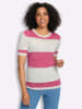Sieh an! Kurzarm-Pullover in pink-ecru-gemustert