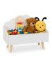 relaxdays Kindertruhe in Weiß/ Natur - (B)58 x (H)45 x (T)28 cm