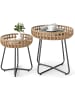 COSTWAY Beistelltisch Garten rund 2er Set in Braun