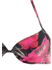 LASCANA Push-Up-Bikini-Top in schwarz-pink-bedruckt