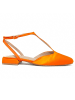 Montevita Ballerinas aus orangefarbenem Satin mit niedrigem Absatz in Orange