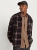 Jack & Jones Karierte Teddy Fleecejacke mit Knopfleiste Holzfällerhemd in Braun