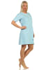NORMANN Nachthemd kurzes Bigshirt KatzenApplikation - 65281 in hellblau