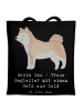 Mr. & Mrs. Panda Tote Bag Akita Inu Herz mit Spruch in Schwarz