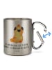Mr. & Mrs. Panda Karabiner Becher Mops Krone mit Spruch in Silber
