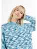 myMo Damen Strickpullover in Blau Mehrfarbig