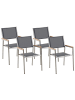 Beliani 4er-Set Esszimmerstuhl GROSSETO in Grau/Silber/Braun