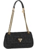 Guess Schultertasche Giully Conv Crossbody Flap Tweed in Black