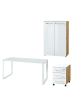 KADIMA DESIGN Büro-Set Schreibtisch Schrank Container Glasfront in Chalet-Eiche-Nb.-Weiß