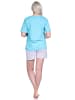 NORMANN Shorty kurzarm Schlafanzug Rundhals und BlümchenMuster - 74482 in türkis