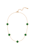 Lulu & Jane Halskette Kleeblatt aus Messing mit Zirkonia in gelbgold