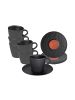 Villeroy & Boch 6er Set Espressotassen mit Untertassen Manufacture Rock Glow 60 ml in schwarz
