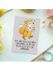 Mr. & Mrs. Panda Postkarte Fuchs Kommunion  mit Spruch in Grau Pastell