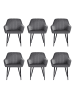 SONGMICS 6er-Set: Esszimmerstuhl in Dunkelgrau-Schwarz - (B)60 x (H)85 x (T)62.5 cm