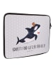 Mr. & Mrs. Panda Laptop Tasche Orca Zylinder mit Spruch in Grau Pastell