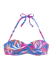 Buffalo Bügel-Bandeau-Bikini-Top in blau-pink bedruckt