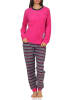 NORMANN Frottee Pyjama Schlafanzug langarm Bündchen und BärApplikation - 49987 in pink