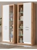 Furn.Design Vitrinen-Set 2-teilig weiß matt, Evoke Eiche, 2 x Vitrinenschrank