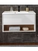 Furn.Design Waschtisch weiß Hochglanz, Eiche 80 cm, Waschbeckenunterschrank mit Waschbecken