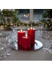 STAR Trading LED Stumpenkerze ,Flamme Flow' in Rot, Batterien, Timer, Echtwachs, wa