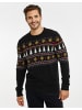 Threadbare Weihnachtspullover THB Mens Christmas Jumper Knitwear ELP in Schwarz