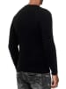 Rusty Neal Schwerer Biker Grobstrick Rundhals-Pullover in Schwarz