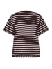 More & More lockeres Streifenshirt mit Spitzenkante in chocolate/white