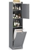 COSTWAY Bad Hochschrank mit Wäschekorb in Grau