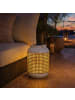 MARELIDA LED Solar Laterne Terassenleuchte Boho Bambus Optik Sensor H: 28cm in natur