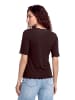 CARTOON Halbarm-Shirt mit Kragen in Dunkelbraun