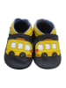 Yalion Schwarze Babyschuhe aus echtem Leder mit rutschfester Sohle–gelbem Bus-Muster