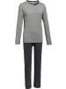 REDBEST Single-Jersey Schlafanzug in hellgrau/anthrazit meliert