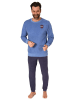 NORMANN langarm Frottee Pyjama Rundhalsschnitt & Bündchen - 82454 in blau