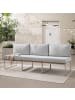 home24 home24 Loungesofa 3-teilig - Webstoff / Teak massiv / Edelstahl - Hellgrau - 210 x 74 x 70 cm in Hellgrau