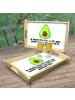 Mr. & Mrs. Panda Holztablett Avocado Glücklich mit Spruch in Weiß