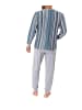 NORMANN Pyjama Schlafanzug Streifen Bündchen und Knopfleiste - 67007 in blau