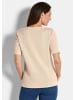 GOLDNER Kurzgröße:  Halbarm Strickshirt mit Rundhals in beige